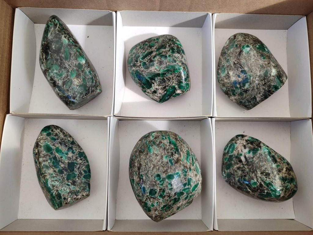 Polished Small Emerald Mica 'Mutokolite' Standing Display Pieces x 6 From Mutoko, Zimbabwe - Toprock Gemstones and Minerals 
