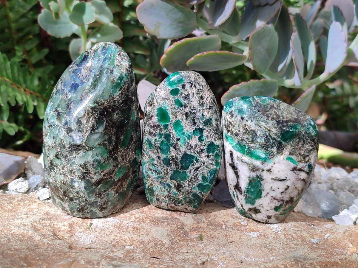 Polished Small Emerald Mica 'Mutokolite' Standing Display Pieces x 6 From Mutoko, Zimbabwe - Toprock Gemstones and Minerals 