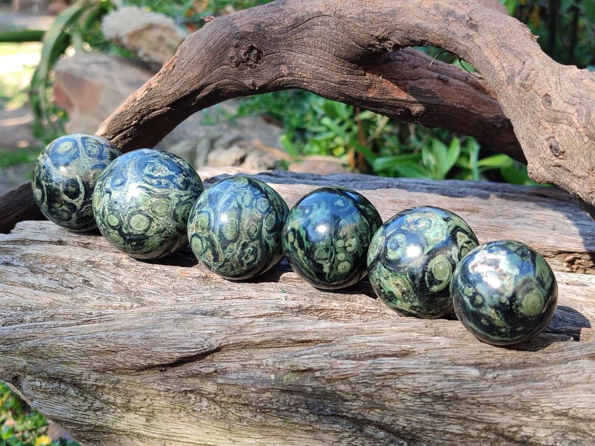 Polished Stromatolite "Kambaba Jasper" Spheres x 12 From Katsepy, Madagascar - Toprock Gemstones and Minerals 