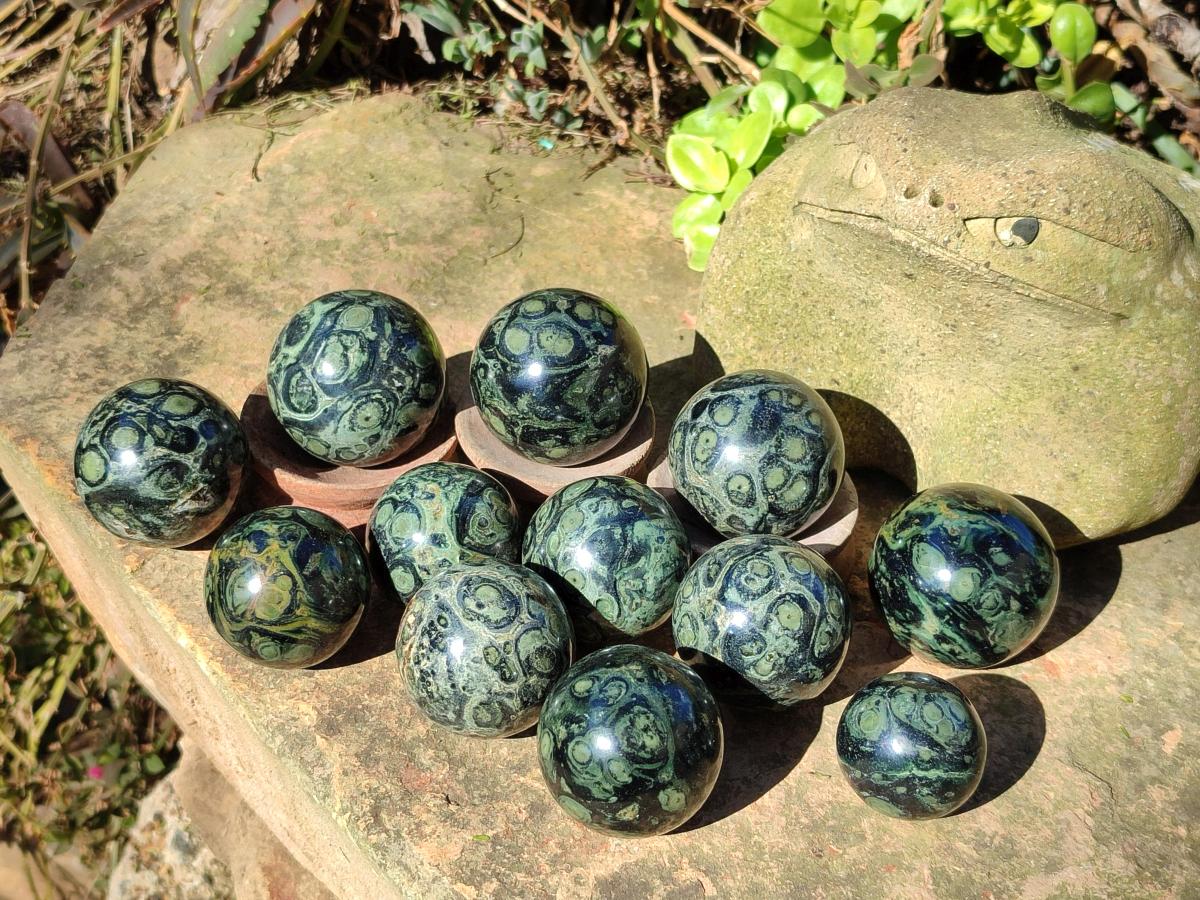 Polished Stromatolite "Kambaba Jasper" Spheres x 12 From Katsepy, Madagascar - Toprock Gemstones and Minerals 
