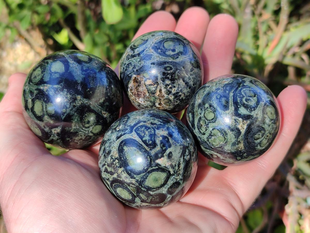 Polished Stromatolite "Kambaba Jasper" Spheres x 12 From Katsepy, Madagascar - Toprock Gemstones and Minerals 