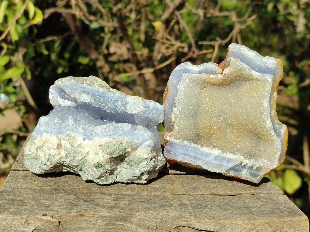 Natural Large Blue Lace Agate Geode Specimens x 6 From Nsanje, Malawi - Toprock Gemstones and Minerals 