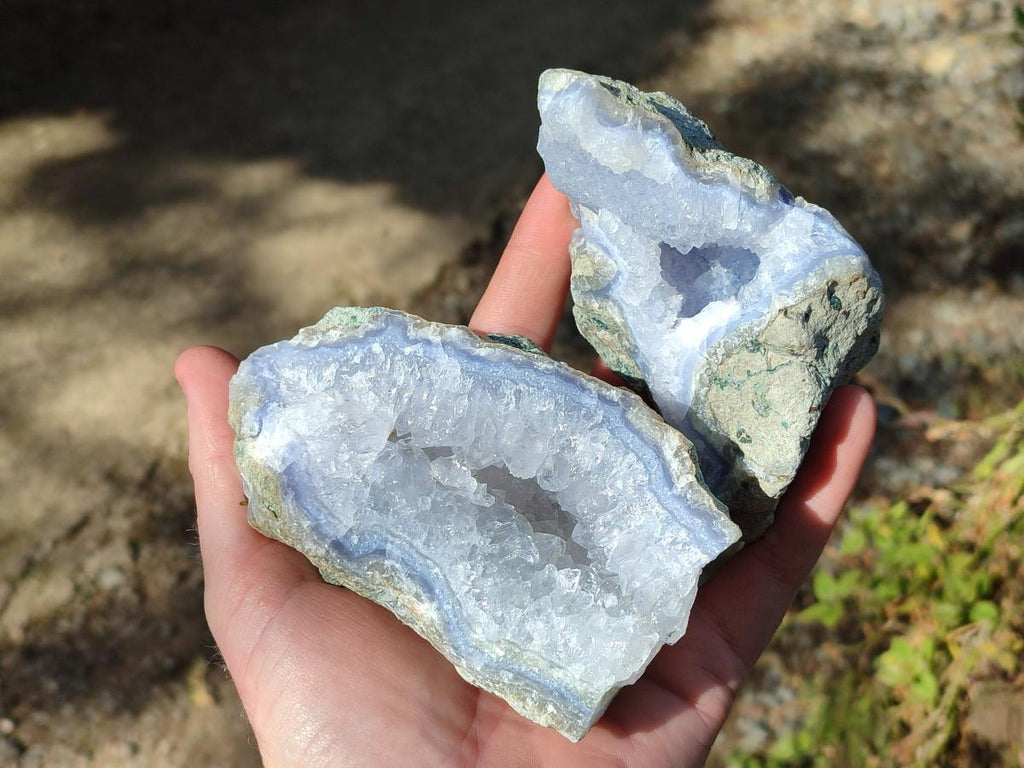 Natural Large Blue Lace Agate Geode Specimens x 6 From Nsanje, Malawi - Toprock Gemstones and Minerals 