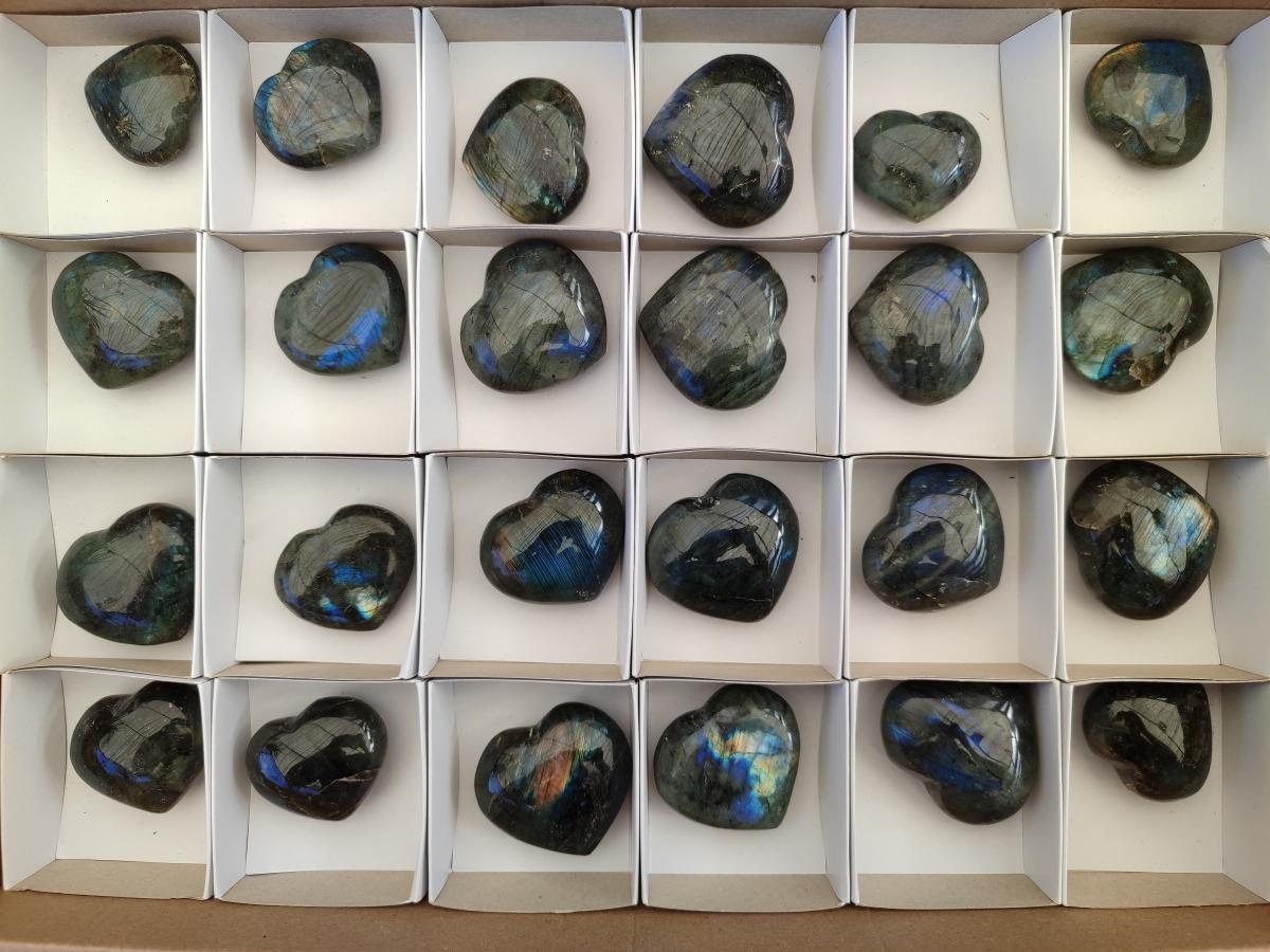 Polished Labradorite Palm Stones x 24 From Madagascar - Toprock Gemstones and Minerals 