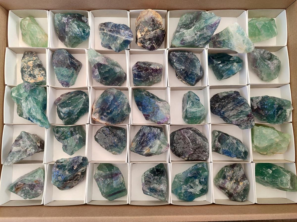 Natural Watermelon Fluorite Cobbed Specimens x 35 From Uis, Namibia - Toprock Gemstones and Minerals 
