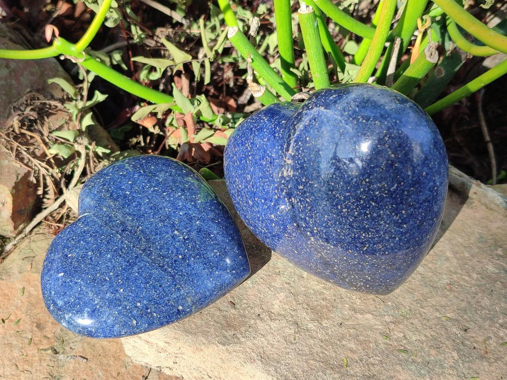 Polished Lazulite Hearts x 4 From Madagascar - Toprock Gemstones and Minerals 
