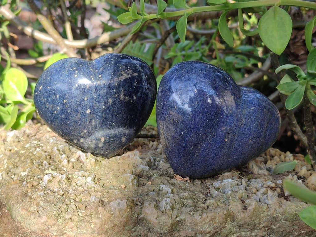 Polished Lazulite Hearts x 4 From Madagascar - Toprock Gemstones and Minerals 