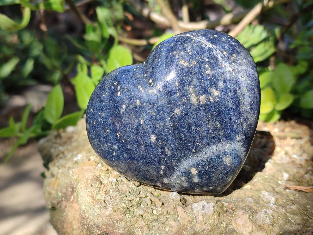 Polished Lazulite Hearts x 4 From Madagascar - Toprock Gemstones and Minerals 