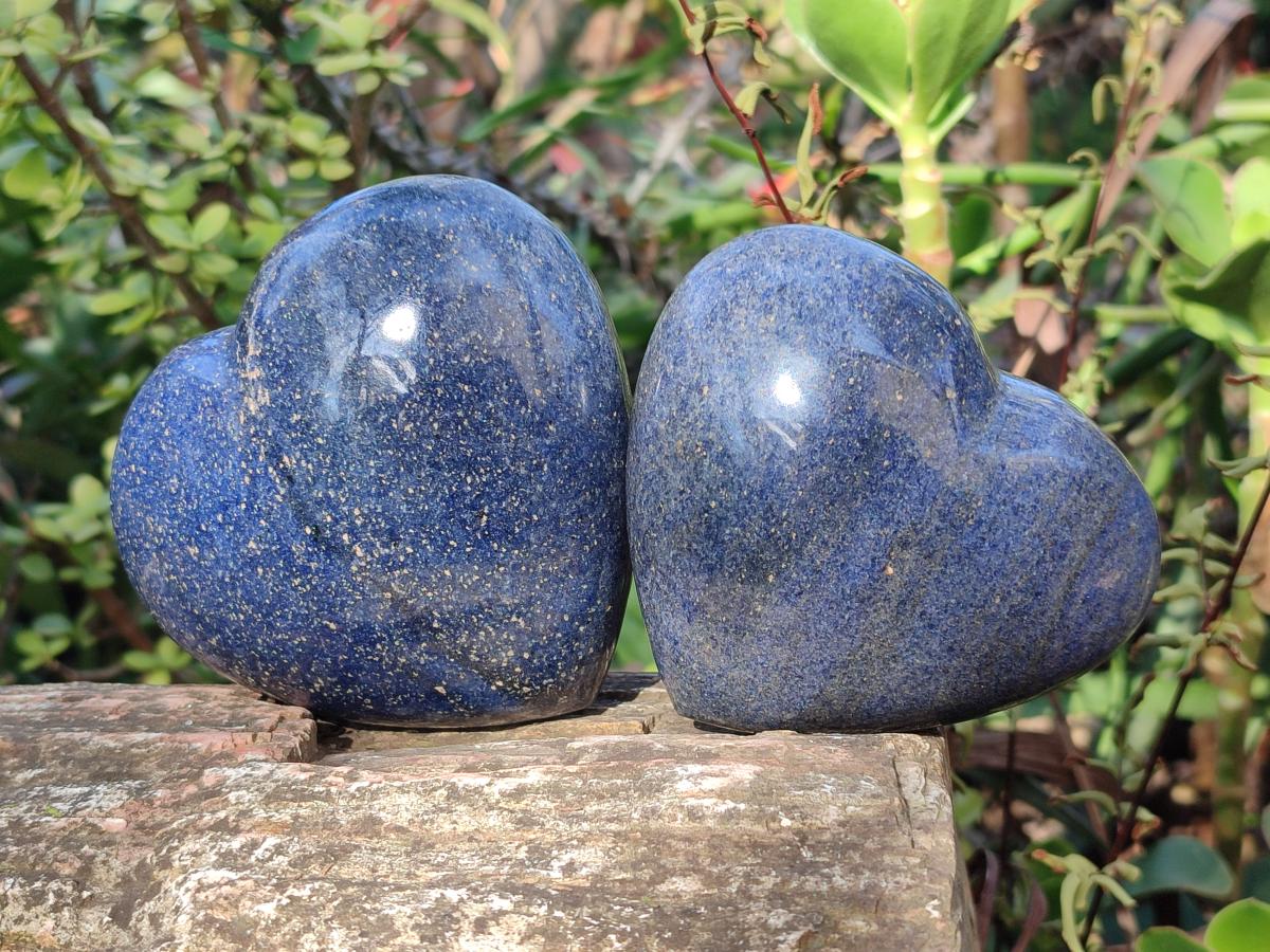 Polished Lazulite Hearts x 4 From Madagascar - Toprock Gemstones and Minerals 