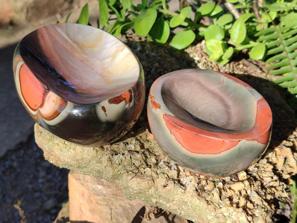 Polished Polychrome Jasper Bowls x 2 From NW Coast, Madagascar - Toprock Gemstones and Minerals 