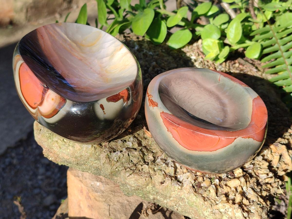 Polished Polychrome Jasper Bowls x 2 From NW Coast, Madagascar - Toprock Gemstones and Minerals 