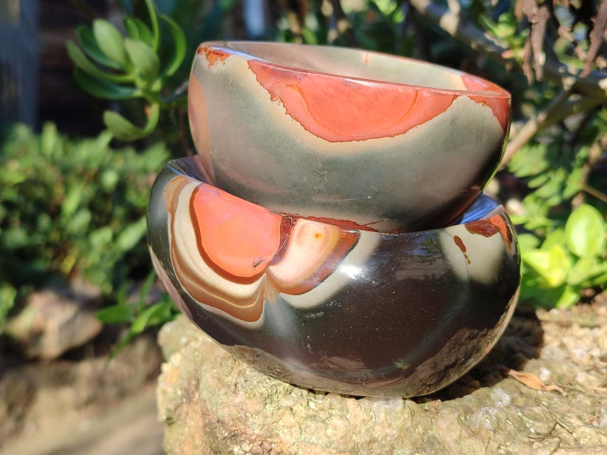 Polished Polychrome Jasper Bowls x 2 From NW Coast, Madagascar - Toprock Gemstones and Minerals 