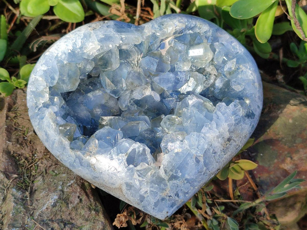 Polished Blue Celestite Heart x 1 From Sakoany, Madagascar - Toprock Gemstones and Minerals 