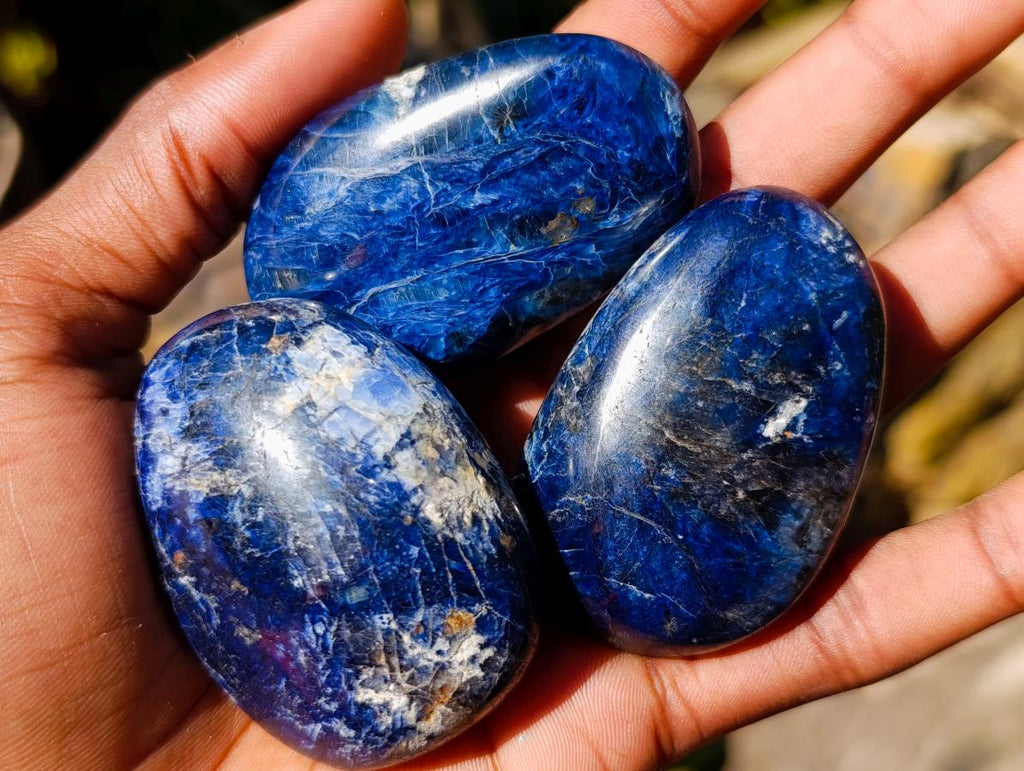Polished Rare Dumortierite Galets x 24 From Madagascar