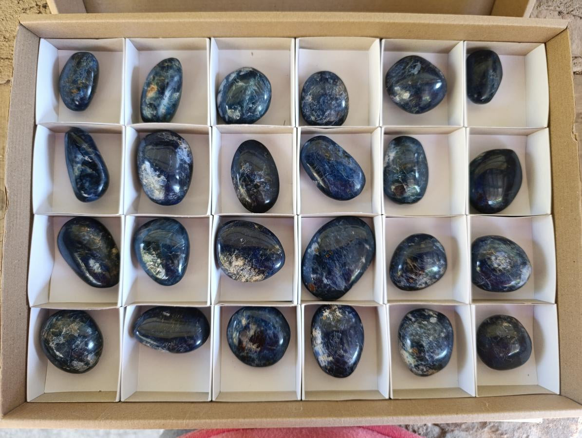 Polished Rare Dumortierite Galets x 24 From Madagascar