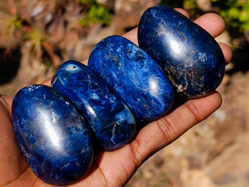 Polished Rare Dumortierite Galets x 24 From Madagascar