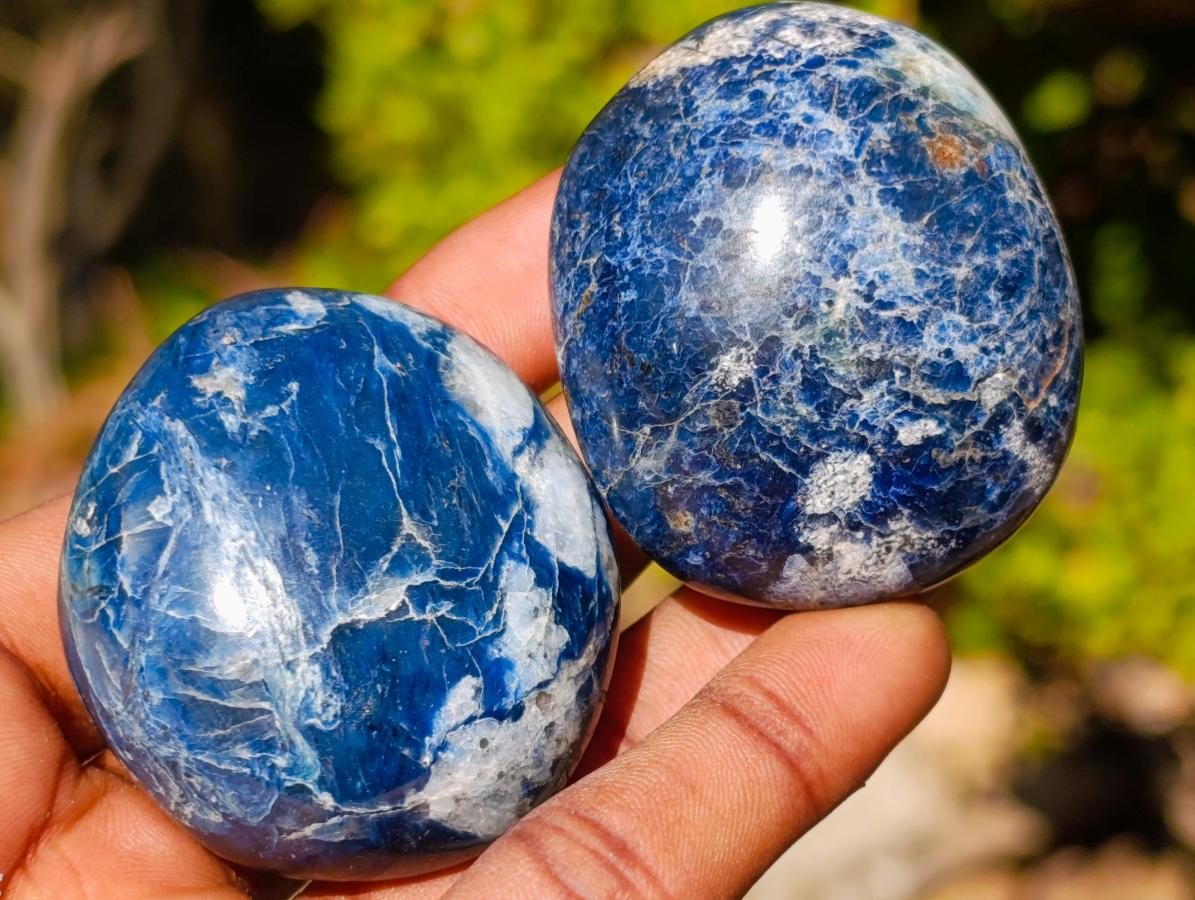 Polished Rare Dumortierite Galets x 24 From Madagascar