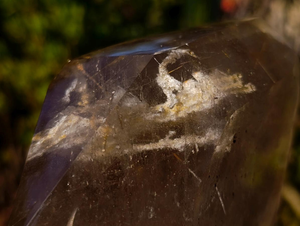 Polished Large Window Quartz Crystal with White Tourmalinated Needle Inclusions x 1 From Madagascar
