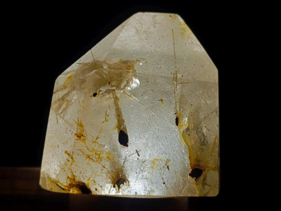Polished Large Window Quartz Crystal with White Tourmalinated Needle Inclusions x 1 From Madagascar