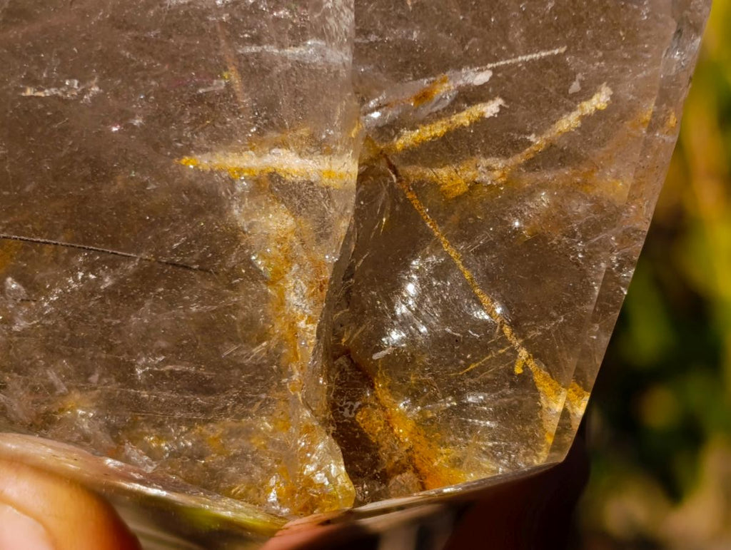Polished Large Window Quartz Crystal with White Tourmalinated Needle Inclusions x 1 From Madagascar