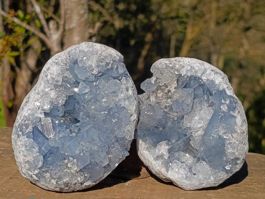 Natural Blue Celestite Geode Specimens x 3 From Sakoany, Madagascar