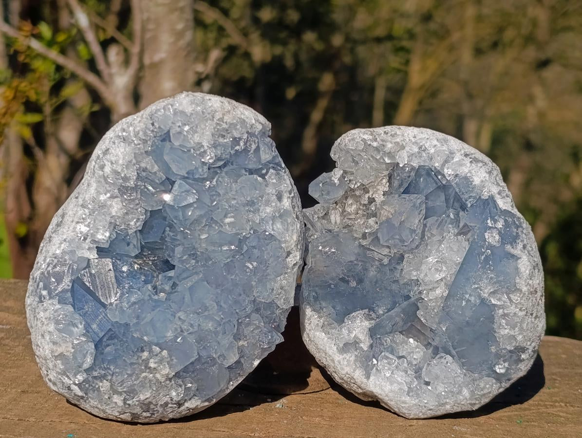 Natural Blue Celestite Geode Specimens x 3 From Sakoany, Madagascar