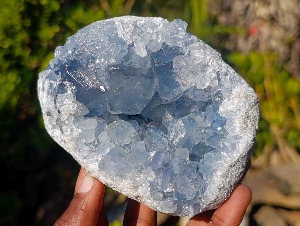 Natural Blue Celestite Geode Specimens x 3 From Sakoany, Madagascar