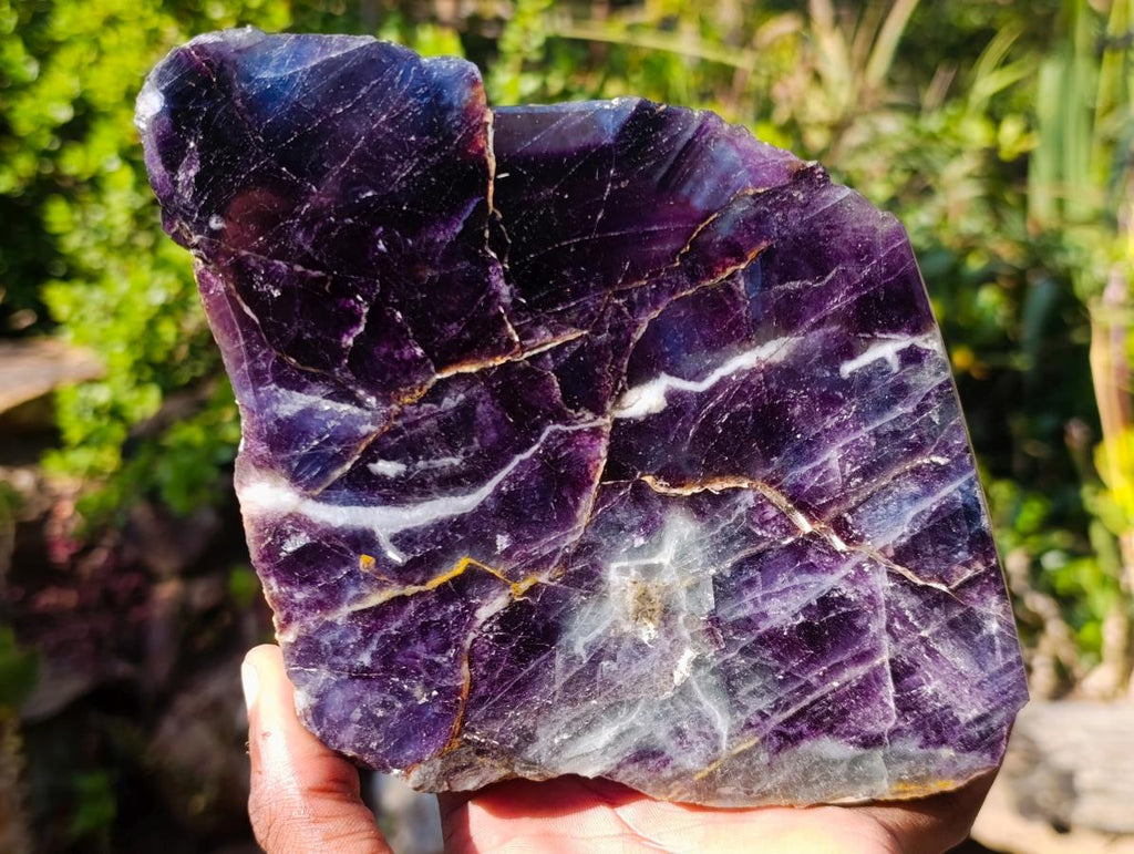 Polished One Side Watermelon Fluorite Slices x 2 From Uis, Namibia