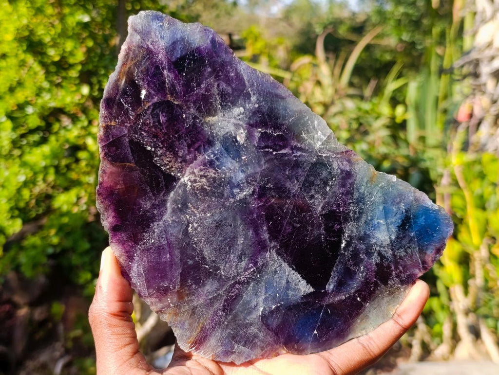 Polished One Side Watermelon Fluorite Slices x 2 From Uis, Namibia