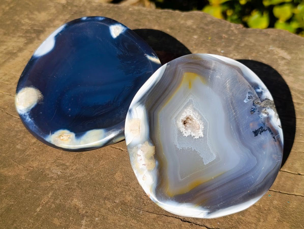 Polished Banded Agate Bowls x 4 From Madagascar