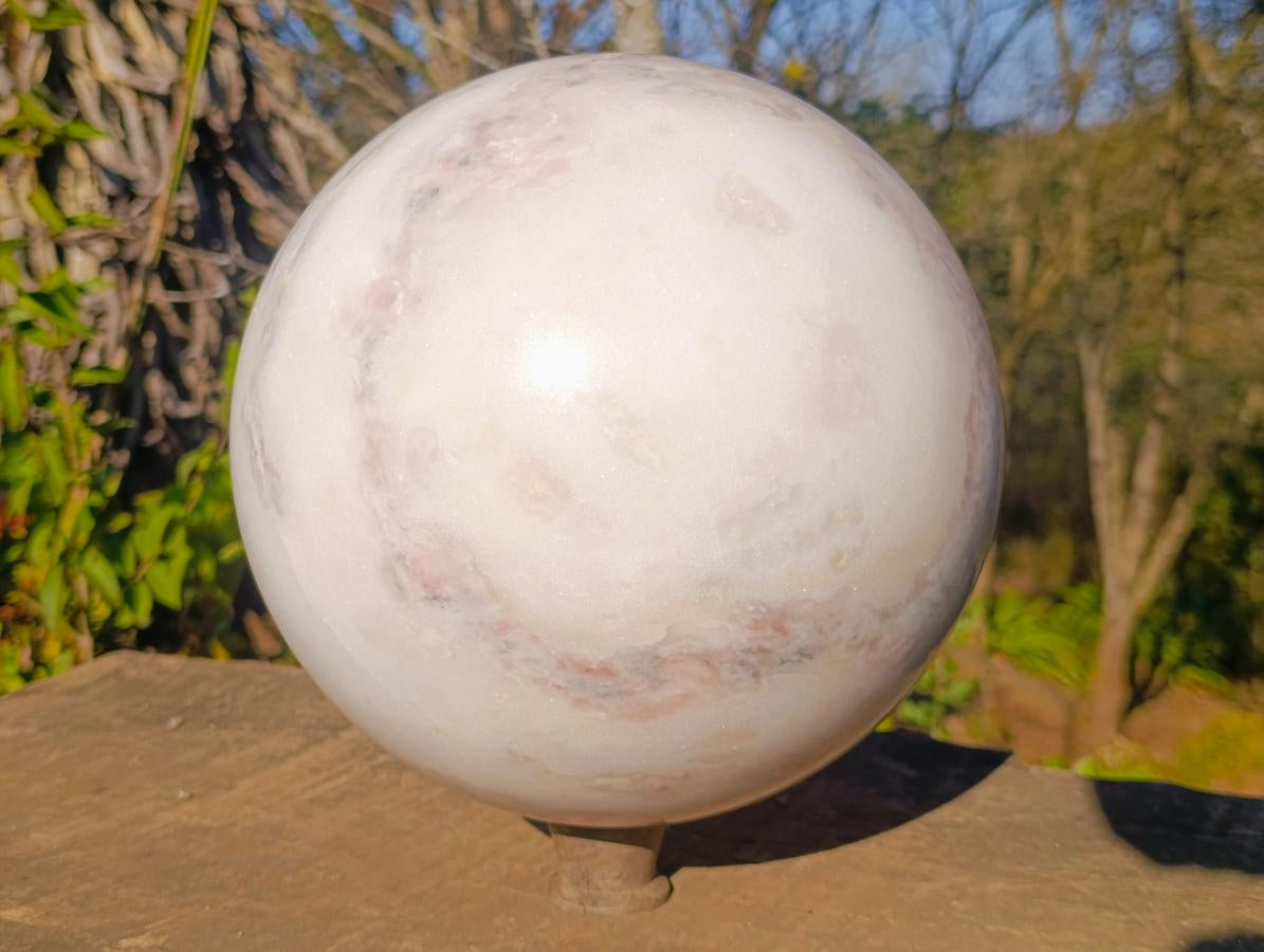 Polished XL White Marble Sphere x 1 From Rustenburg, South Africa