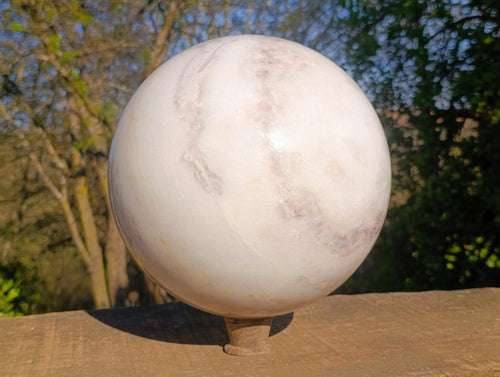 Polished XL White Marble Sphere x 1 From Rustenburg, South Africa