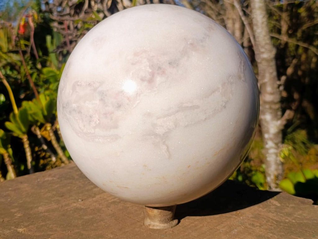 Polished XL White Marble Sphere x 1 From Rustenburg, South Africa