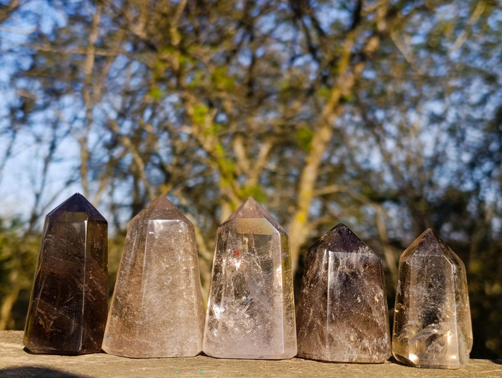 Polished Smokey Quartz Display Crystals x 12 From Madagascar