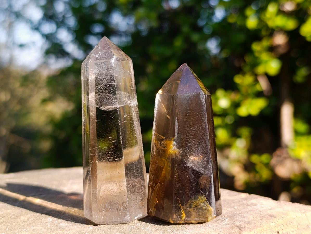 Polished Smokey Quartz Display Crystals x 12 From Madagascar