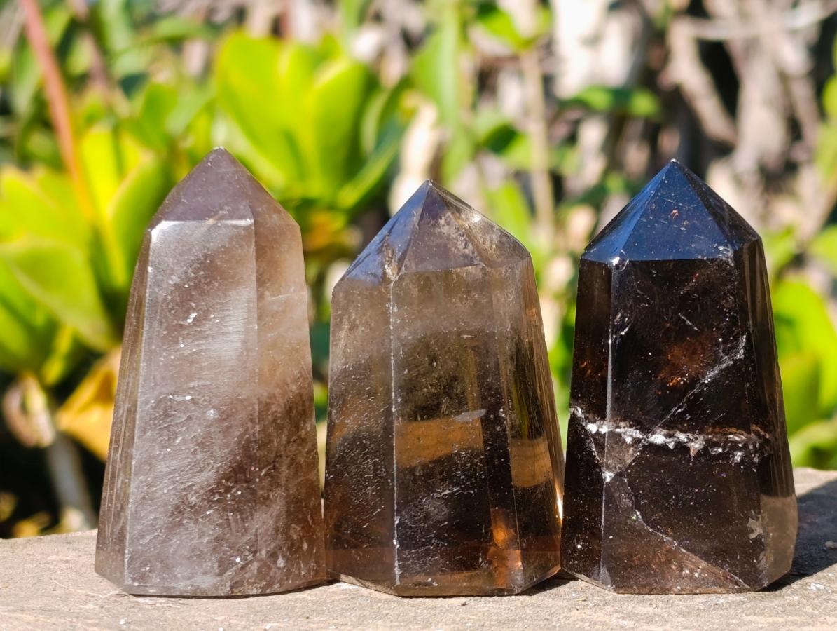 Polished Smokey Quartz Display Crystals x 12 From Madagascar