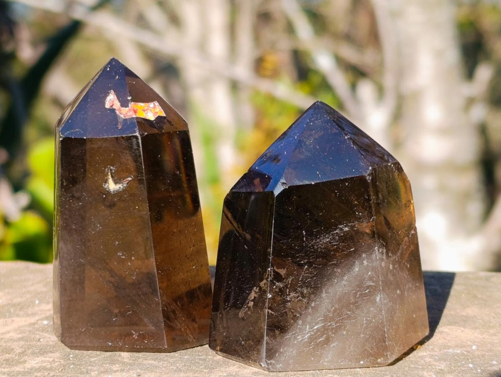 Polished Smokey Quartz Display Crystals x 12 From Madagascar