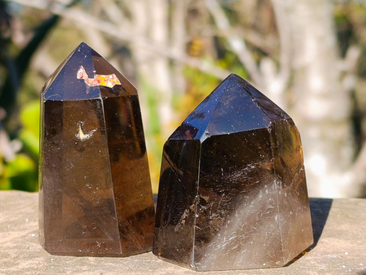 Polished Smokey Quartz Display Crystals x 12 From Madagascar