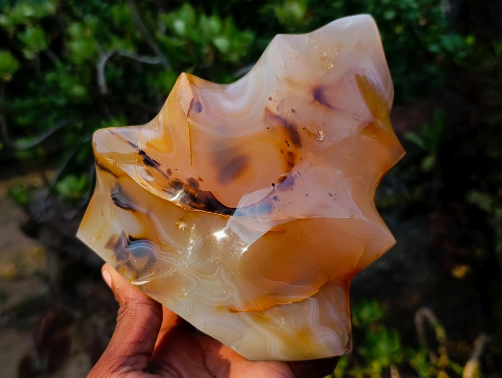Polished XL Carnelian Agate Gemstone Flame x 1 From Madagascar