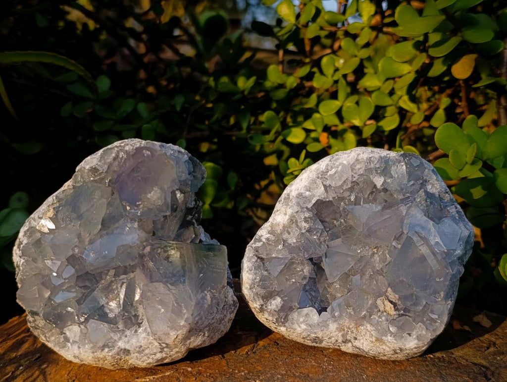 Natural Blue Celestite Specimens x 2 From Sakoany, Madagascar