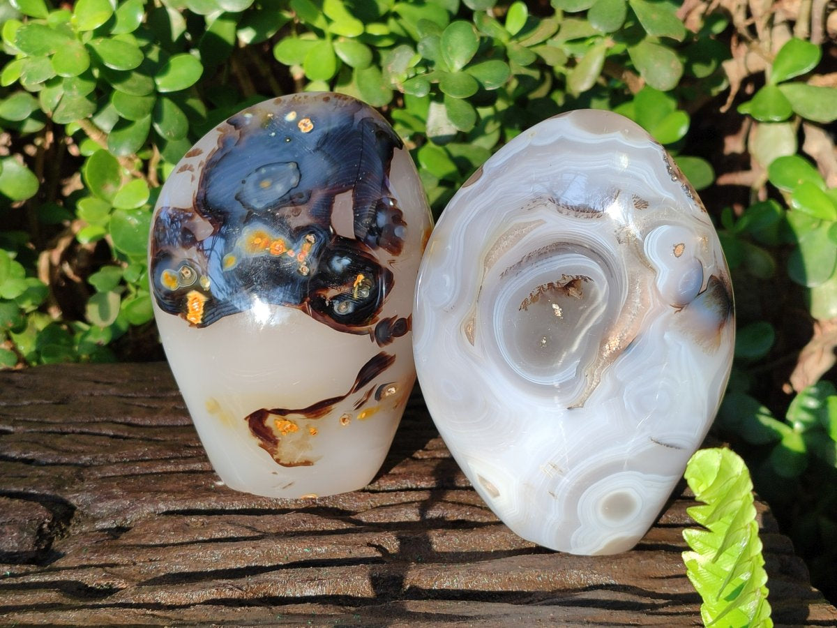 Polished Banded Agate Standing Display Pieces x 2 From Madagascar - Toprock Gemstones and Minerals 