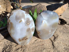 Polished Banded Agate Standing Display Pieces x 2 From Madagascar - Toprock Gemstones and Minerals 