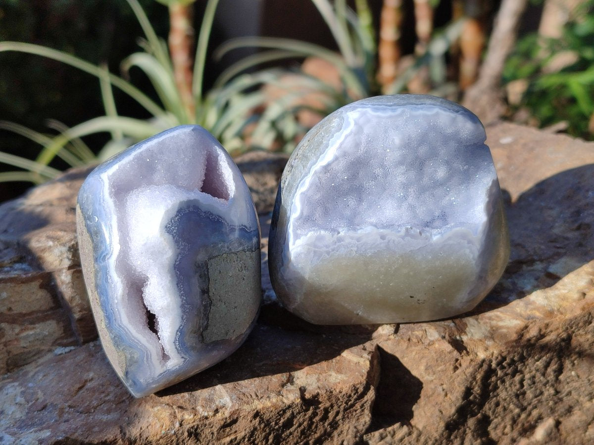 Polished Blue Lace Agate Standing Display Pieces x 6 From Nsanje, Malawi - Toprock Gemstones and Minerals 