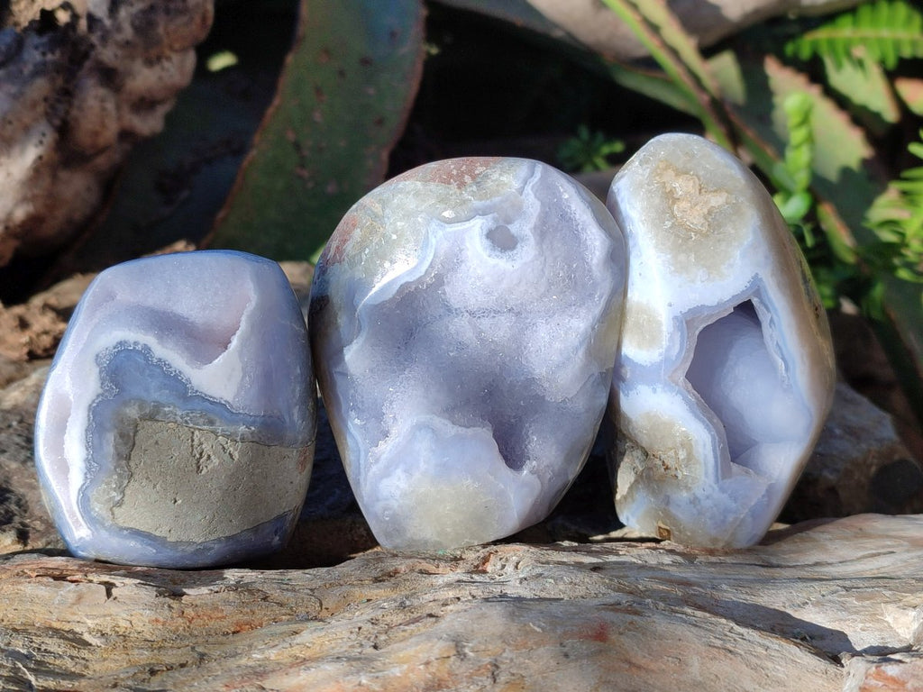Polished Blue Lace Agate Standing Display Pieces x 6 From Nsanje, Malawi - Toprock Gemstones and Minerals 