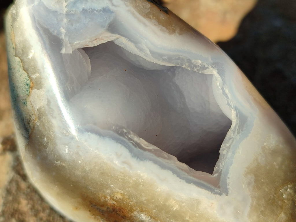 Polished Blue Lace Agate Standing Display Pieces x 6 From Nsanje, Malawi - Toprock Gemstones and Minerals 