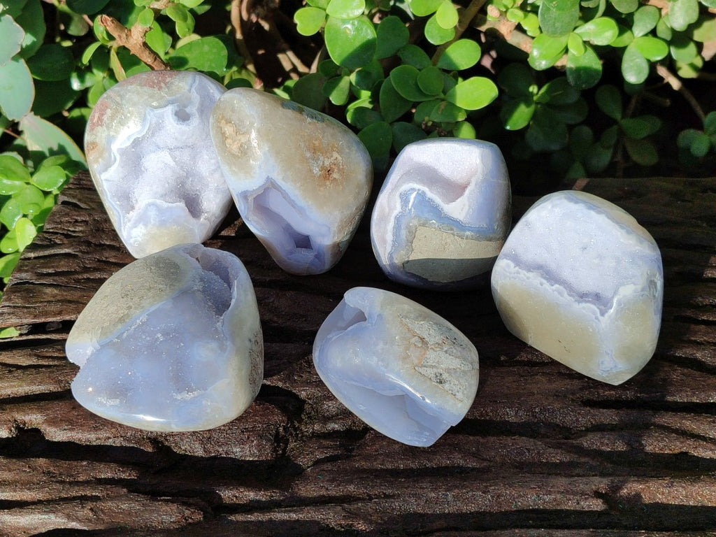 Polished Blue Lace Agate Standing Display Pieces x 6 From Nsanje, Malawi - Toprock Gemstones and Minerals 