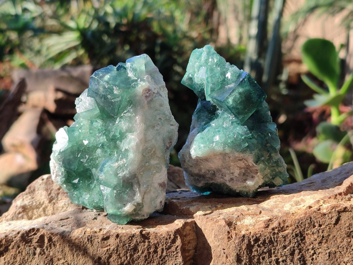 Natural Green Cubic Fluorite Specimens x 6 From Mandrosonoro, Madagascar - Toprock Gemstones and Minerals 