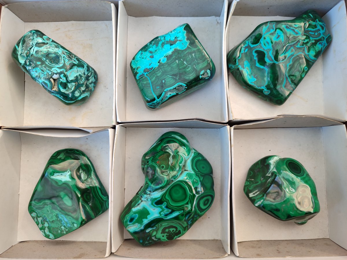 Polished Malacolla Free Forms x 6 From Kulukuluku, Congo - Toprock Gemstones and Minerals 