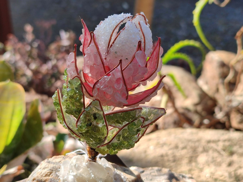 Hand Made Gemstone Protea Flowers x 6 From South Africa - Toprock Gemstones and Minerals 