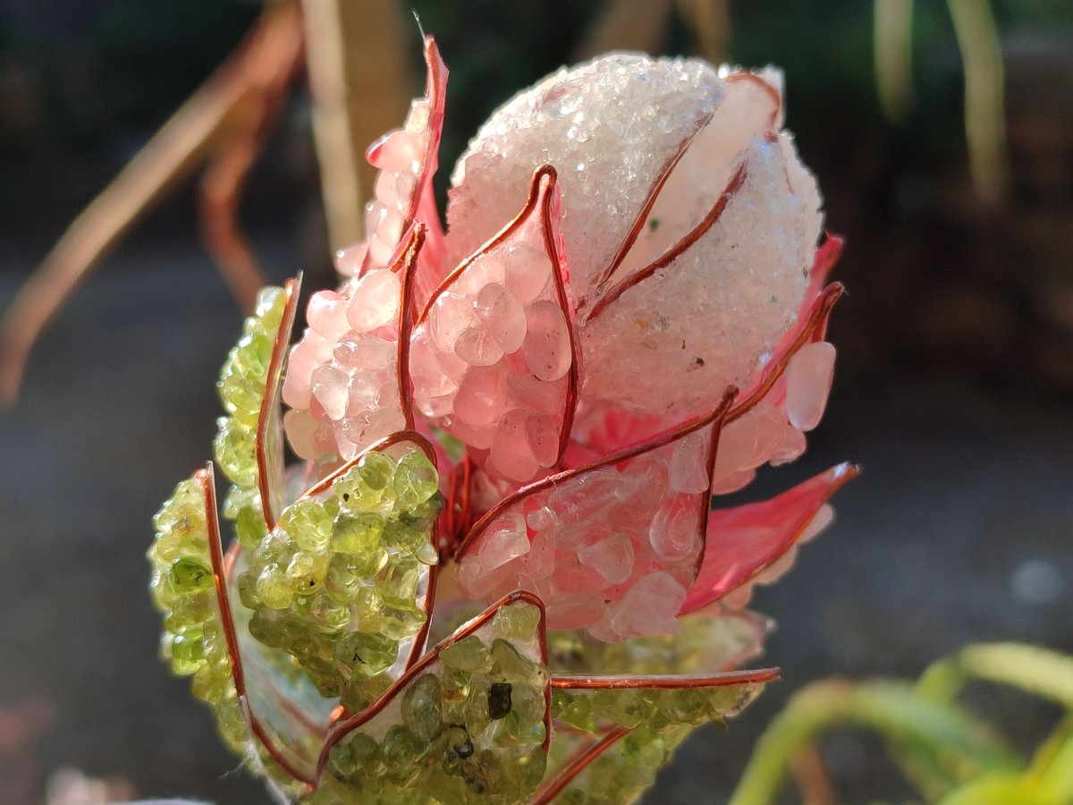 Hand Made Gemstone Protea Flowers x 6 From South Africa - Toprock Gemstones and Minerals 